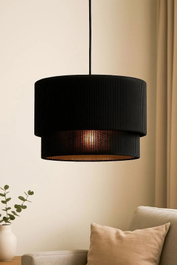 Opviq Lámpara de araña BK073 con tapa de rafia ajustable, Negro